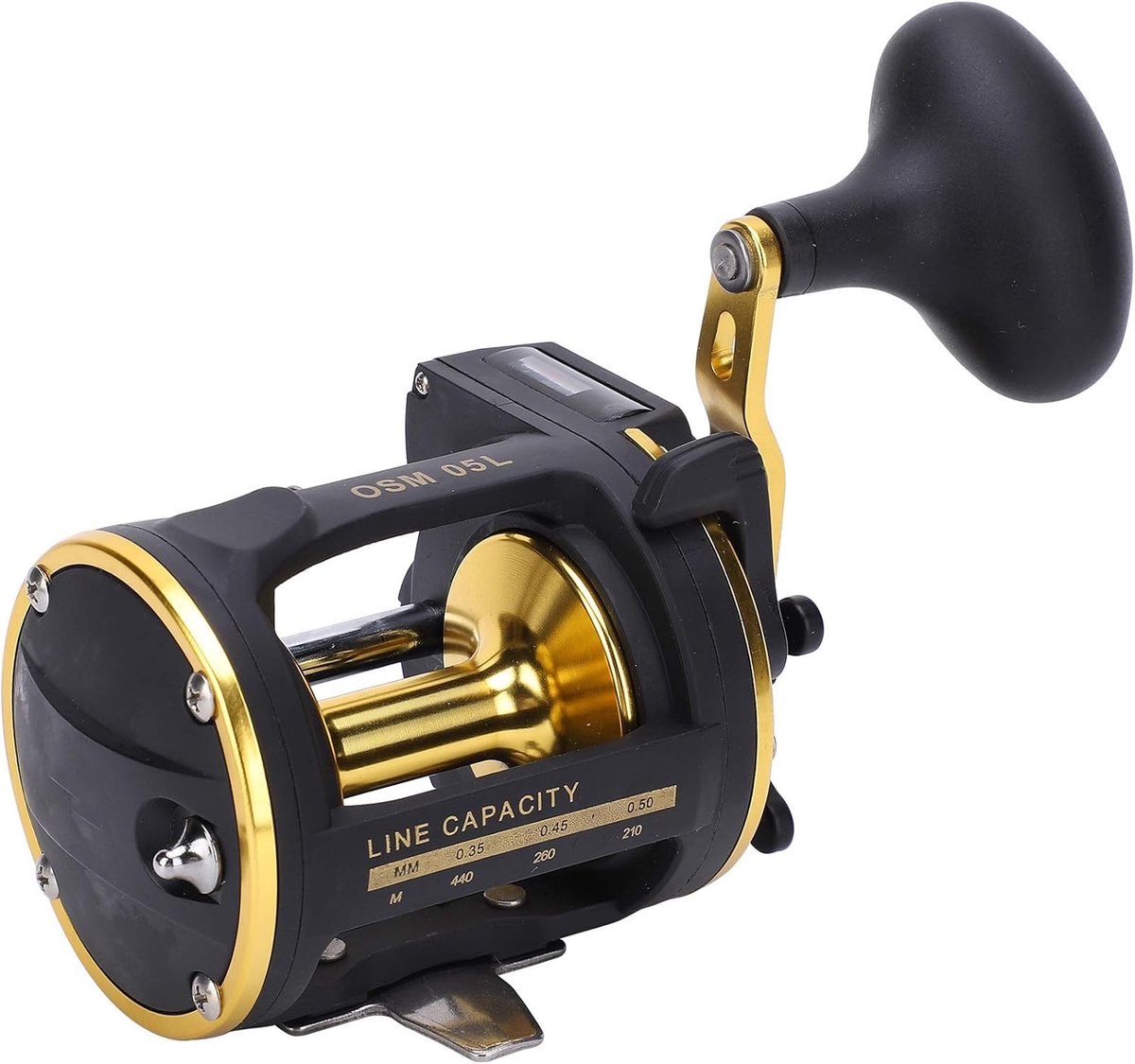 Trommelvissende Haspel - Metalen Bootwiel - Bootvissen - Lijnteller en Rem - 6.8cm - Goud Zwart