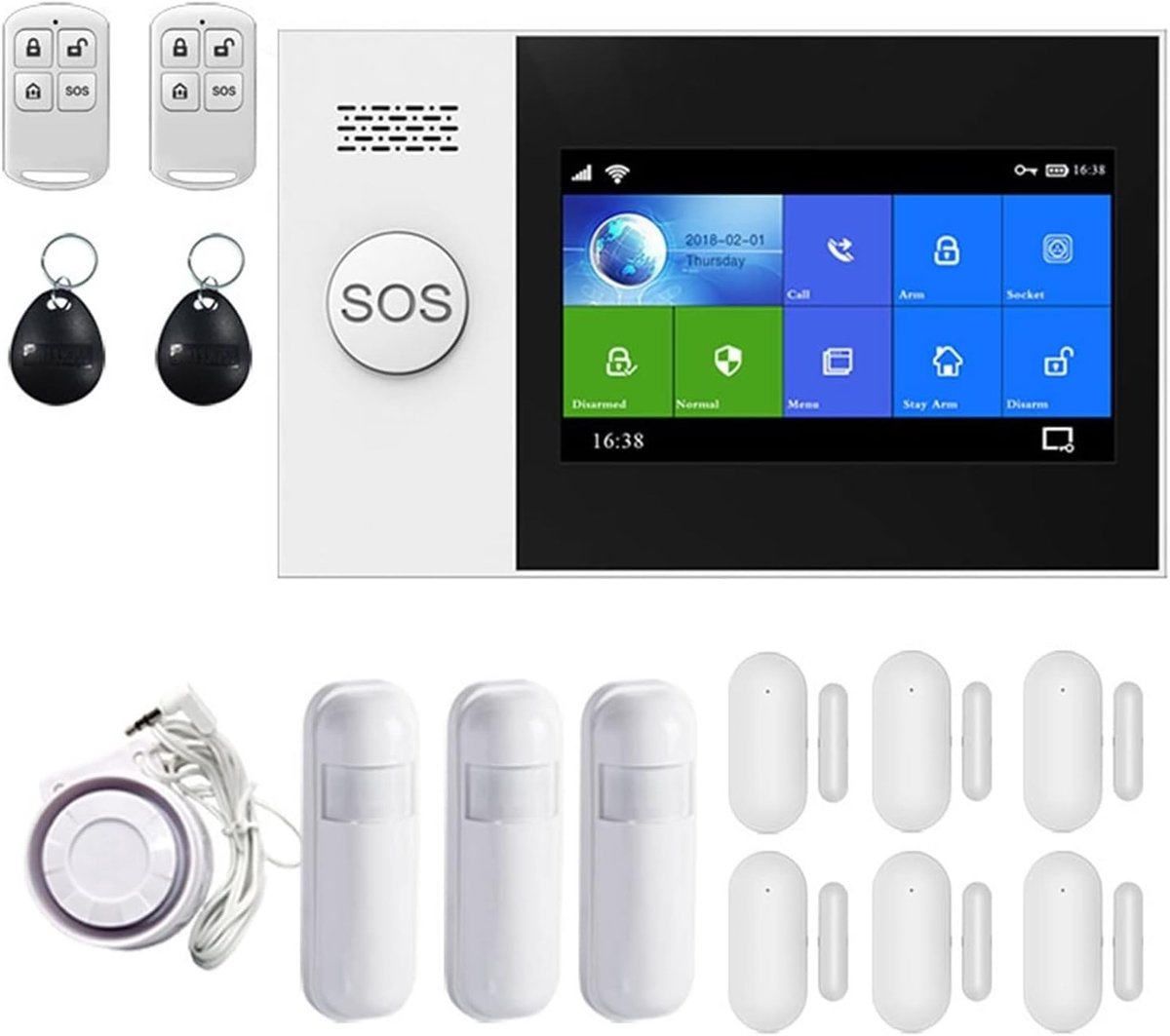 Smart Alarm Systeem - Beveiligingssysteem Huis - Huis Beveiligen - Touchscreen Bediening - 50 gram - Wit