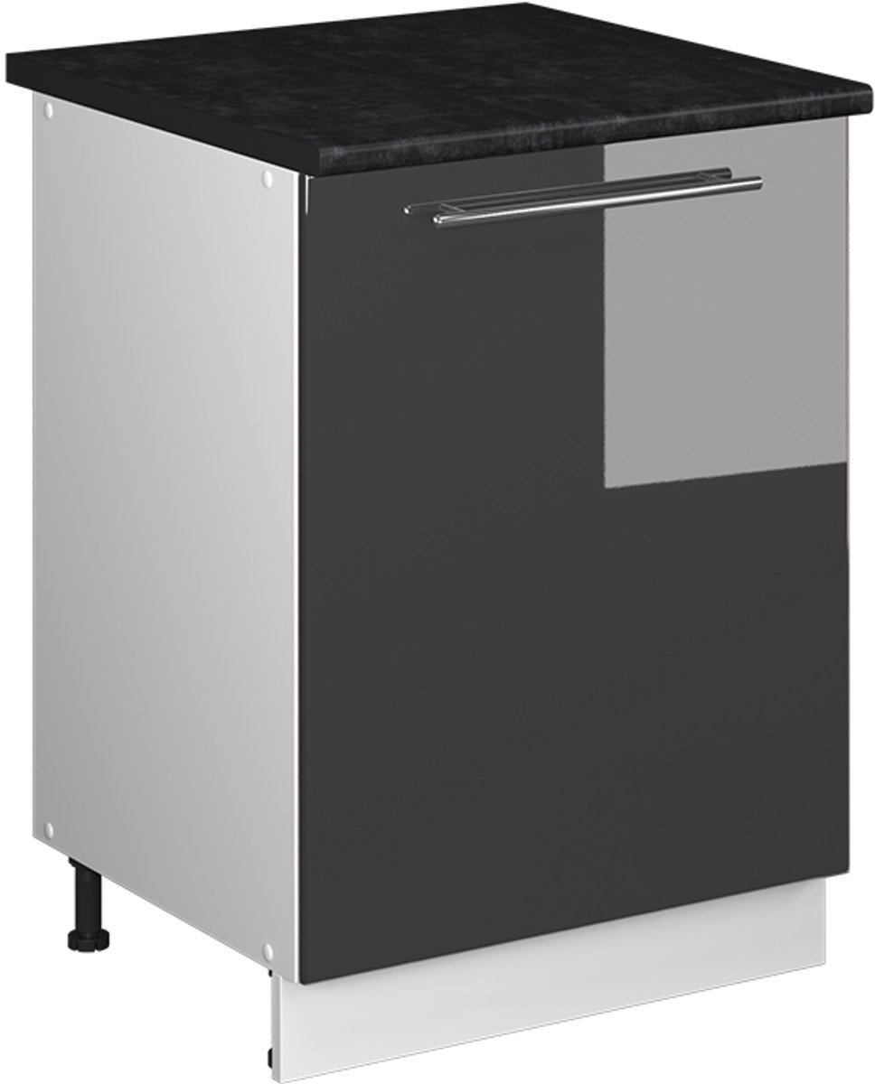 Vicco Wastafelkast Fame-Line, Antraciet Hoogglans/Wit, 60 cm