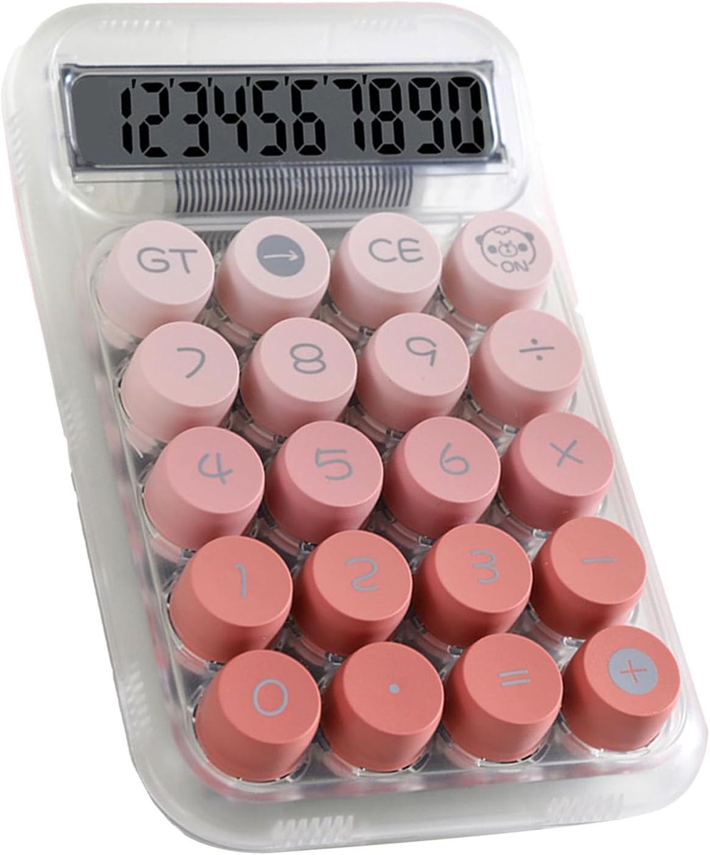 Desktopcalculator - Kantoorrekenmachine - Dagelijkse Berekeningen - Grote Knoppen - 12 Cijfers - Gradiënt Roze