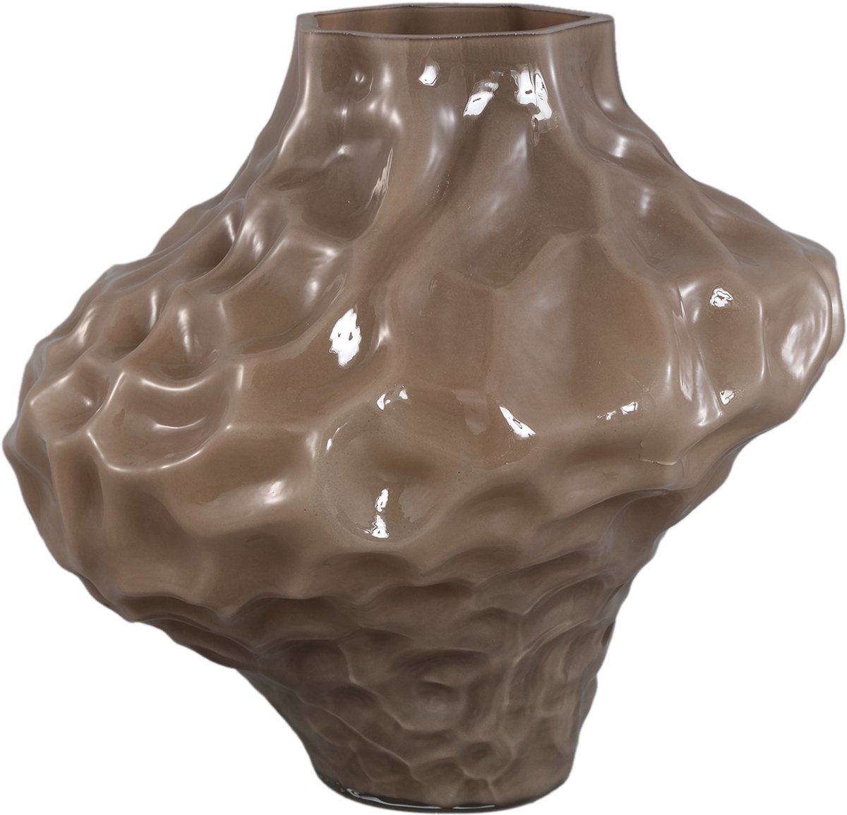 PTMD Moises Taupe Irregular Dented Glass Vase