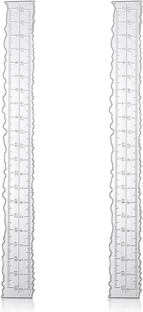 Set van 2 metalen linialen met onregelmatige randen voor knutselen, papier scheuren, embossen en kaarten maken, 21,3 x 2,5 cm