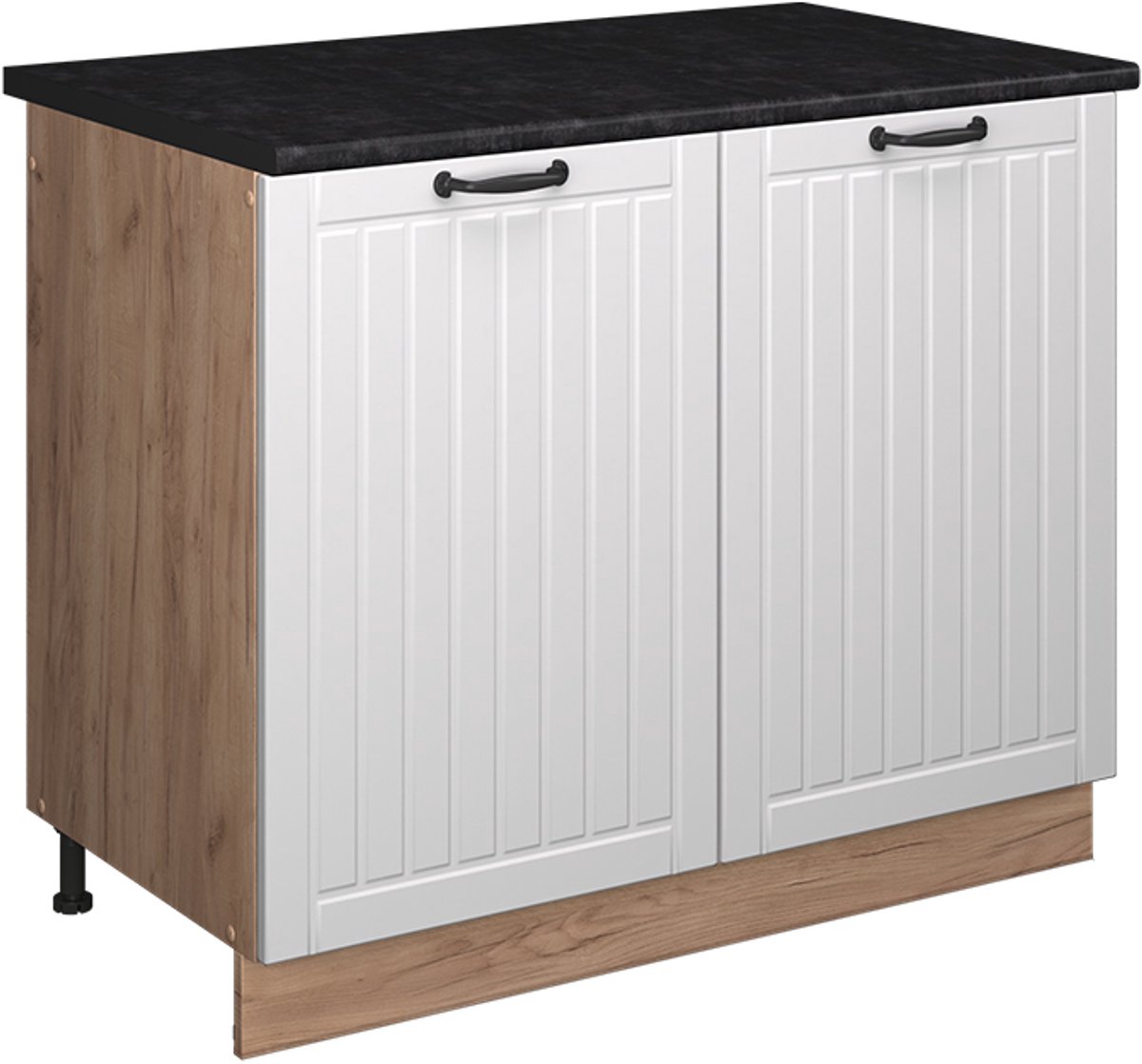 Vicco Wastafelkast Fame-Line, Wit Landhuis/Goudkleurig Eiken, 100 cm, WB Antraciet
