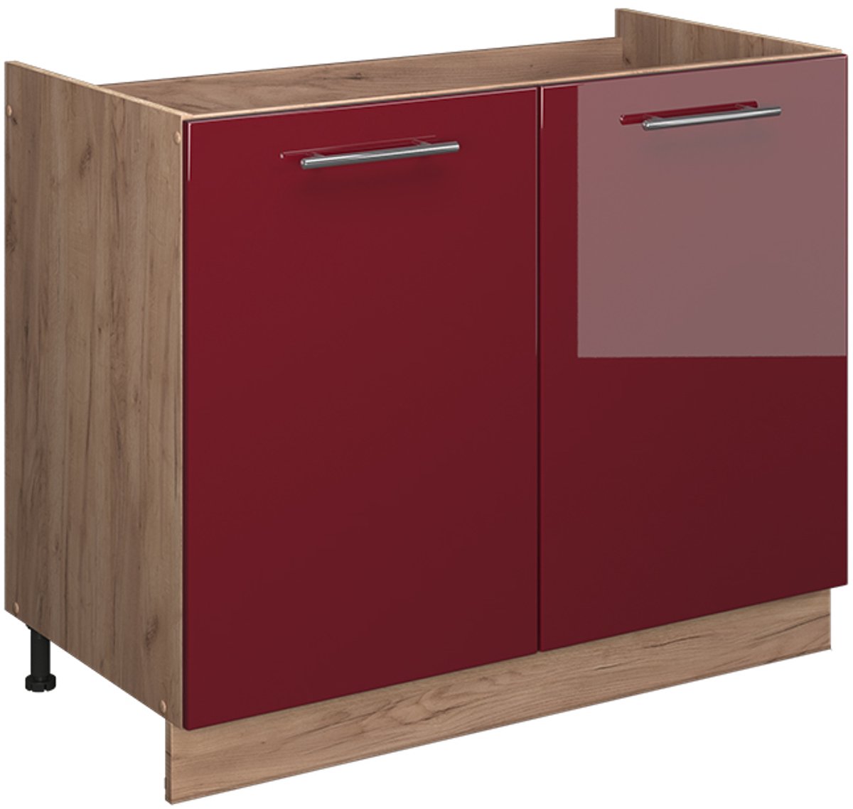 Vicco Wastafelkast Fame-Line, Bordeauxrode hoogglans/Goudkleurig Eiken, 100 cm zonder werk