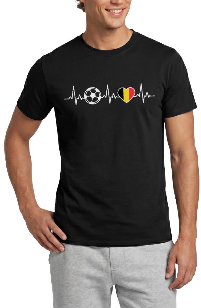 België Voetbal Shirt Voetbal Hartslag T-Shirt Heren