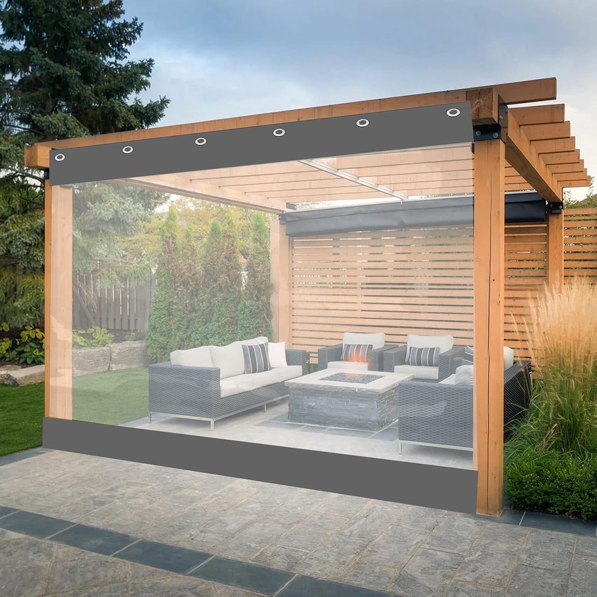 Afdekzeil PVC - Zeil Scheidingswand - Buitenruimte Afschermen - Waterdicht Tweekleurig Design - 4 x 25 m - Grijs