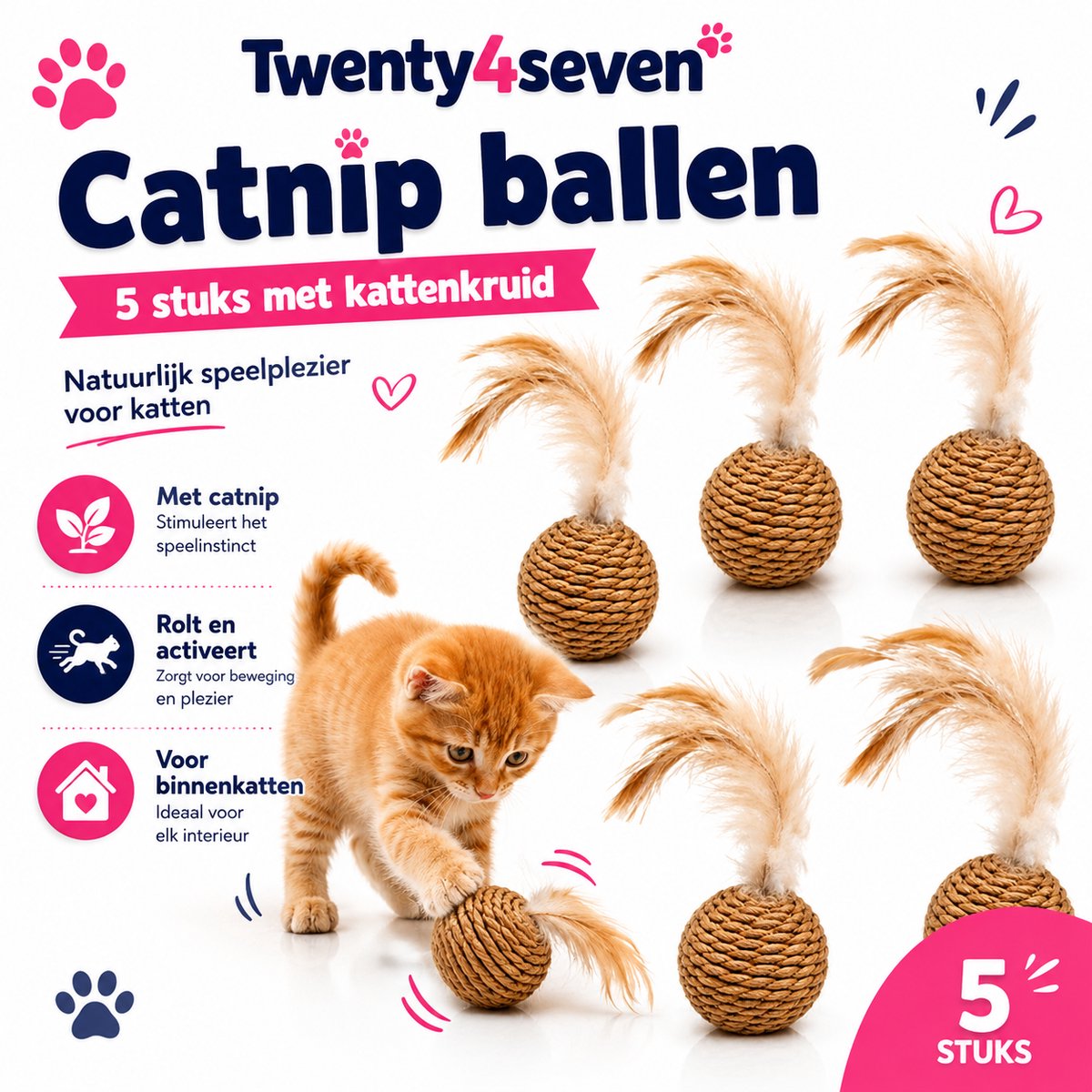 BronStore Twenty4seven Kattenspeelgoed Catnip Ballen thumbnail 4