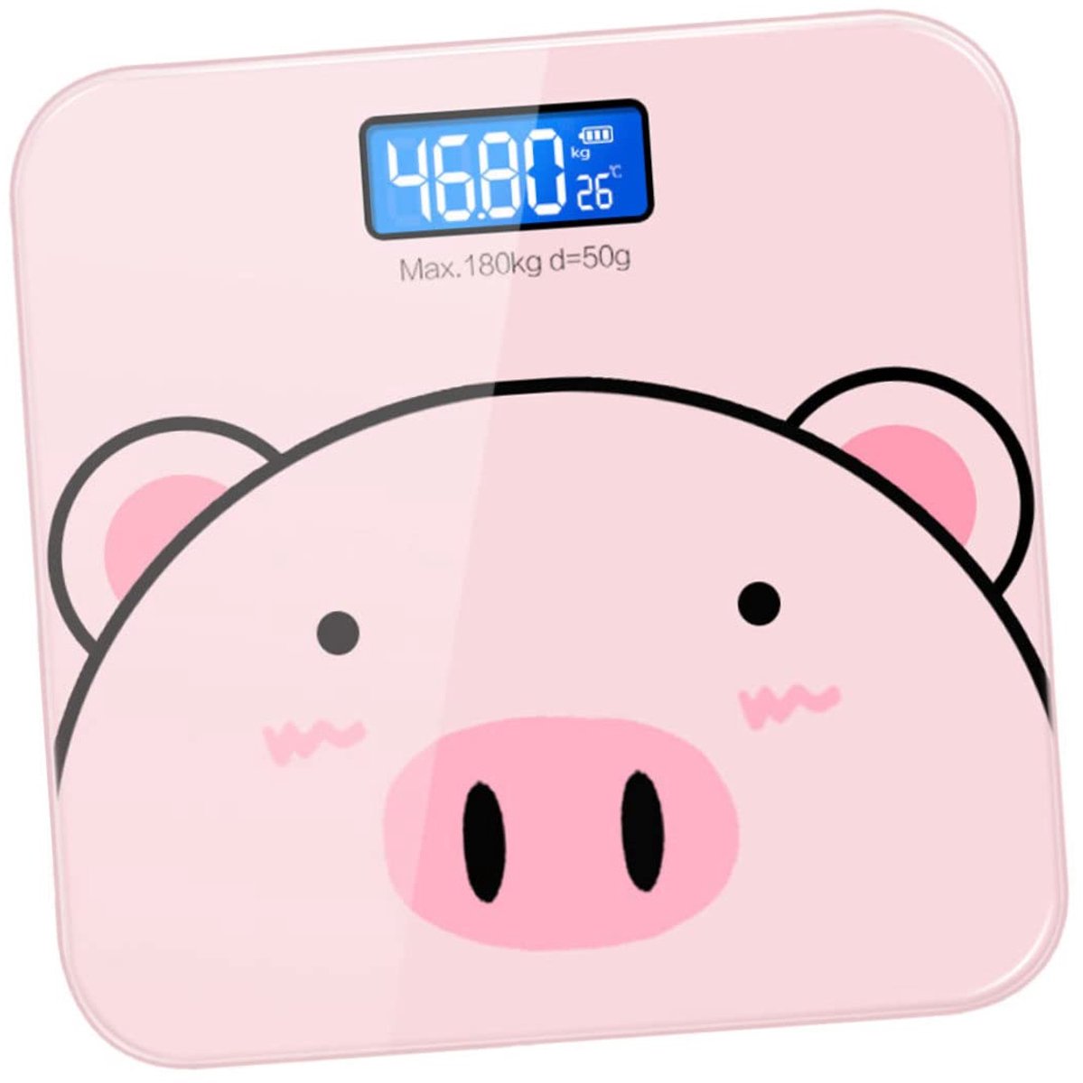 Digitale Weegschaal - Lichaamsweegschaal Persoonlijke Weegschaal - Gezondheid Monitoren - Cartoon Design - 02-180 kg - Roze