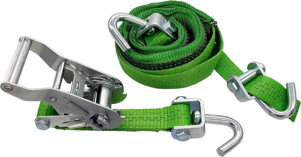 Spanband Wielbeveiliging - Ratelriem Auto Transport - Auto Vervoeren - Extra Sterk Systeem - 35 mm Bandbreedte - Zwart