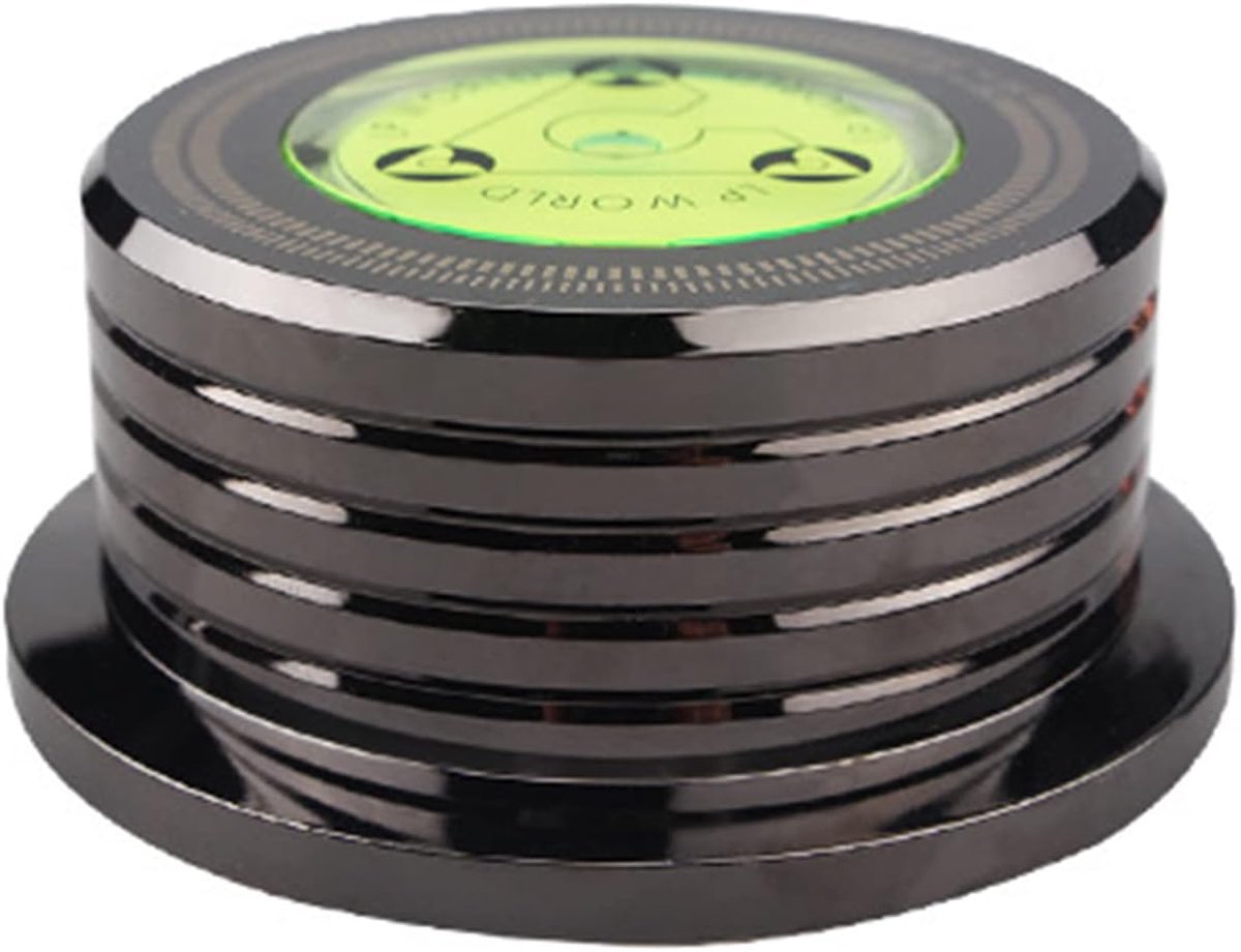 Platenspeler Stabilisator - Record Stabilisator Gewicht - Verbeteren Geluidskwaliteit - Ingebouwde Waterpas - 7 mm Spindel - Glanzend Zwart