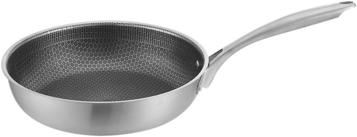 Roestvrij staal koekenpan - Honingraat pan - Biefstuk bakken - Inductie geschikt - 26 cm - Zilver