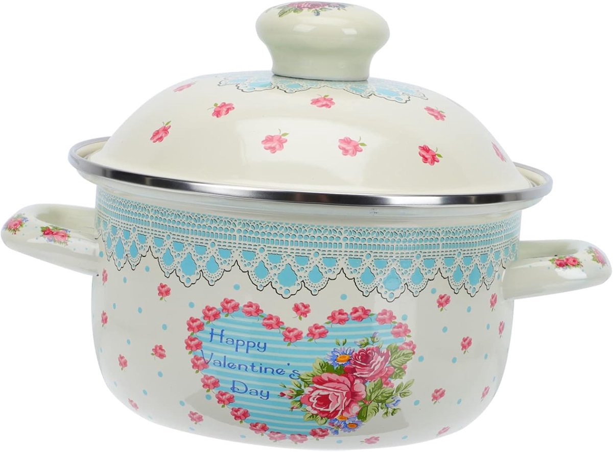 Soeppan Dubbele Handgrepen - Kookpan Stoofpot - Gelijkmatig Koken - Hoge Temperatuurbestendig - 18 cm - Beige