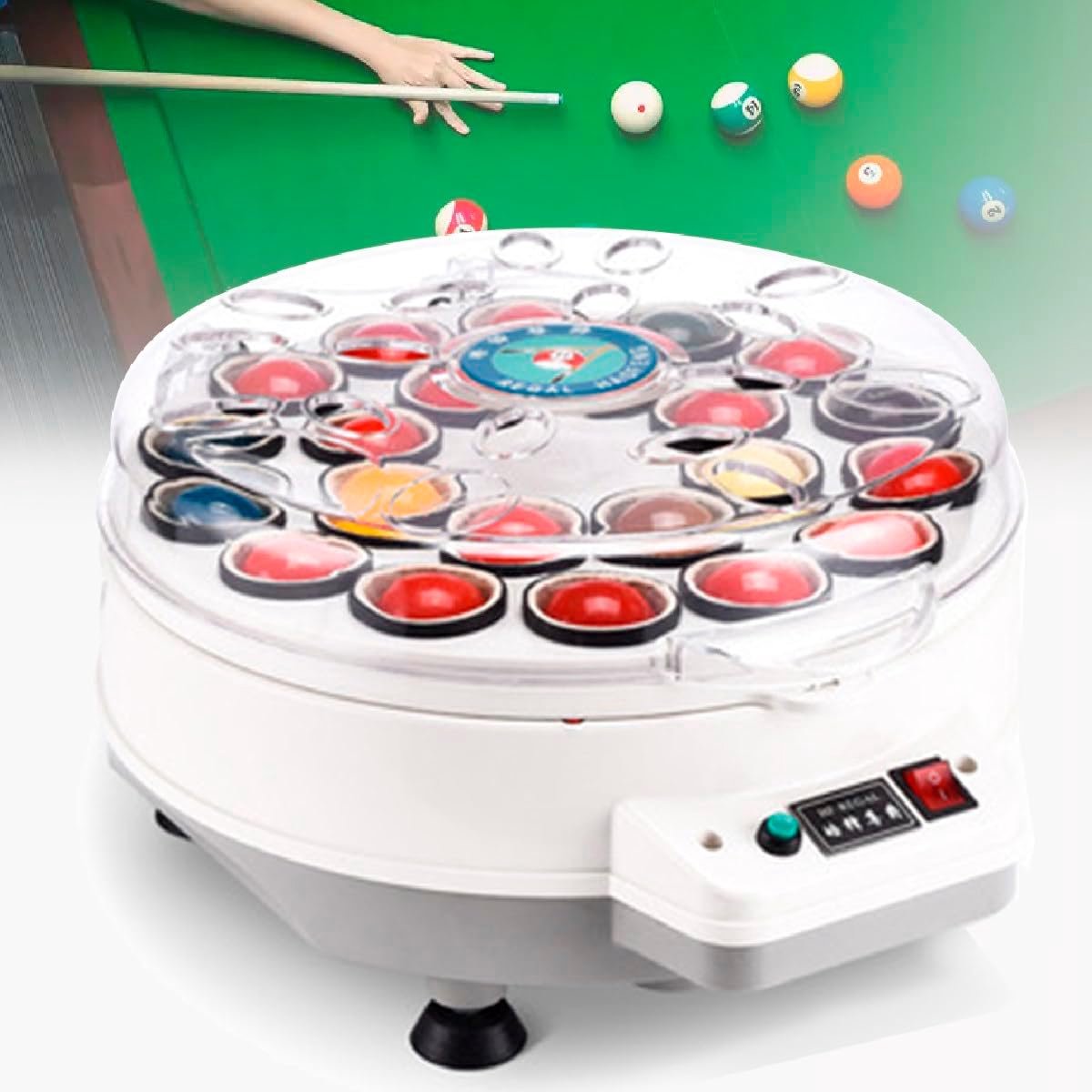 Biljartbal Reiniger - Poolbal Polijstmachine - Ballen Reinigen - Automatische Rotatie - 46 cm - Zwart