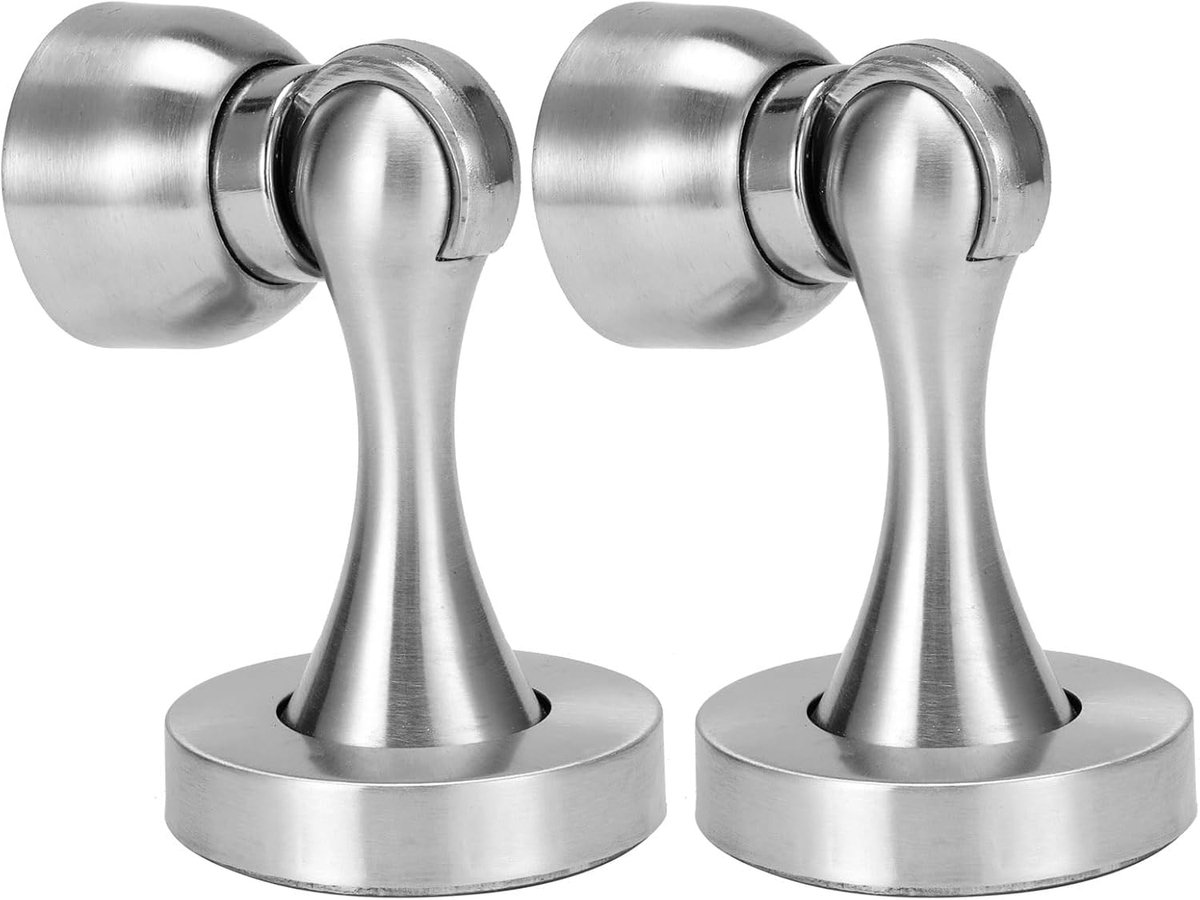 Magnetische Deurstopper - Deurhouder Deurvanger - Voorkomt Deurschade - Sterke Roestvrij Staal Magneet - 7.5 cm - Zilver