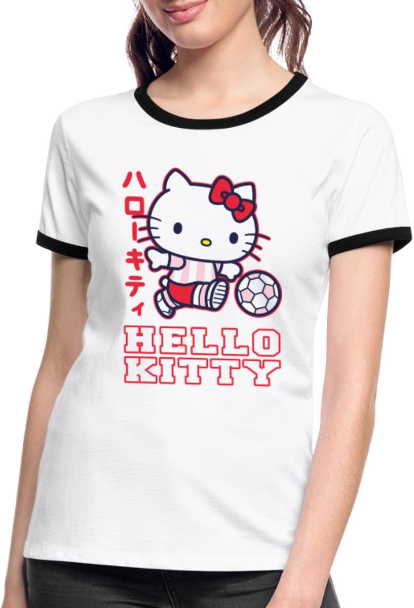 Hello Kitty Speelt Voetbal Vrouwen Contrast Shirt