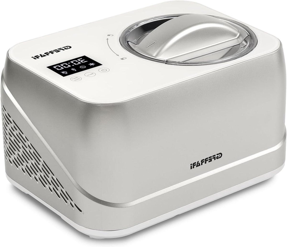 IJsmachine met Compressor - IJs en Sorbet Maker - Zelf IJs Maken - Geen Voorvriezen Nodig - 1 Liter - RVS