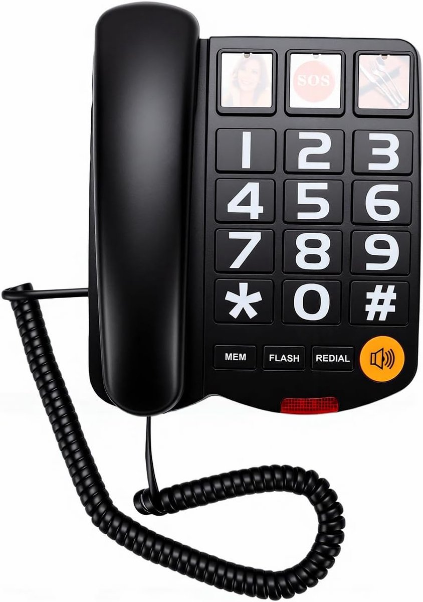 Vaste Telefoon - Senioren Telefoon - Gemakkelijk Bellen - Extra Luid Belsignaal - Grote Knoppen - Zwart