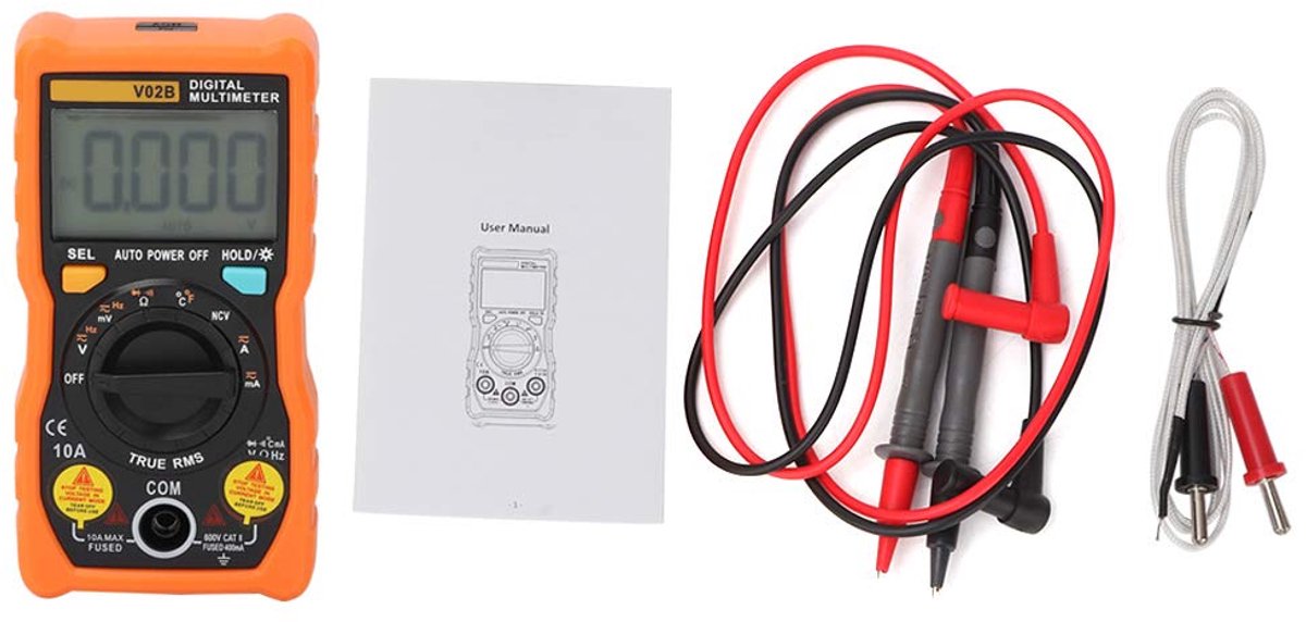Digitale Multimeter - Transistortester - Elektronica Testen - Automatisch Bereik - 1195x60x285 mm - Oranje