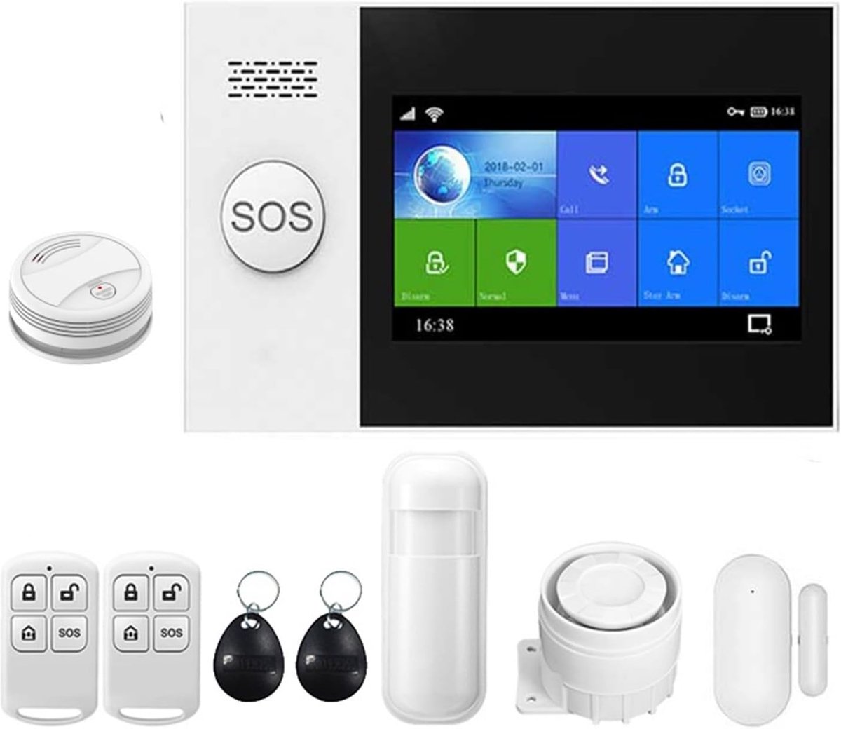 Draadloos Alarmsysteem - GSM Beveiliging - Huis Beveiligen - Touchscreen Interface - 25 x 15 x 15 cm - Wit