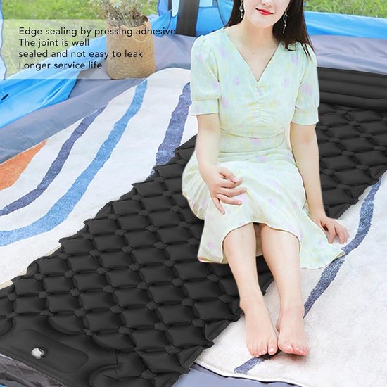 Opblaasbaar Slaapmatje - Kampeer Mat - Outdoor Slapen - Snelle Voetpomp - 195x61 cm - Donkergrijs — afbeelding 4