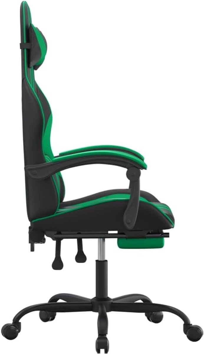 Gamingstoel met voetensteun - Gamerstoel bureaustoel - Comfortabel gamen - Verstelbare rugleuning - Max 110 kg - Zwart groen — afbeelding 5