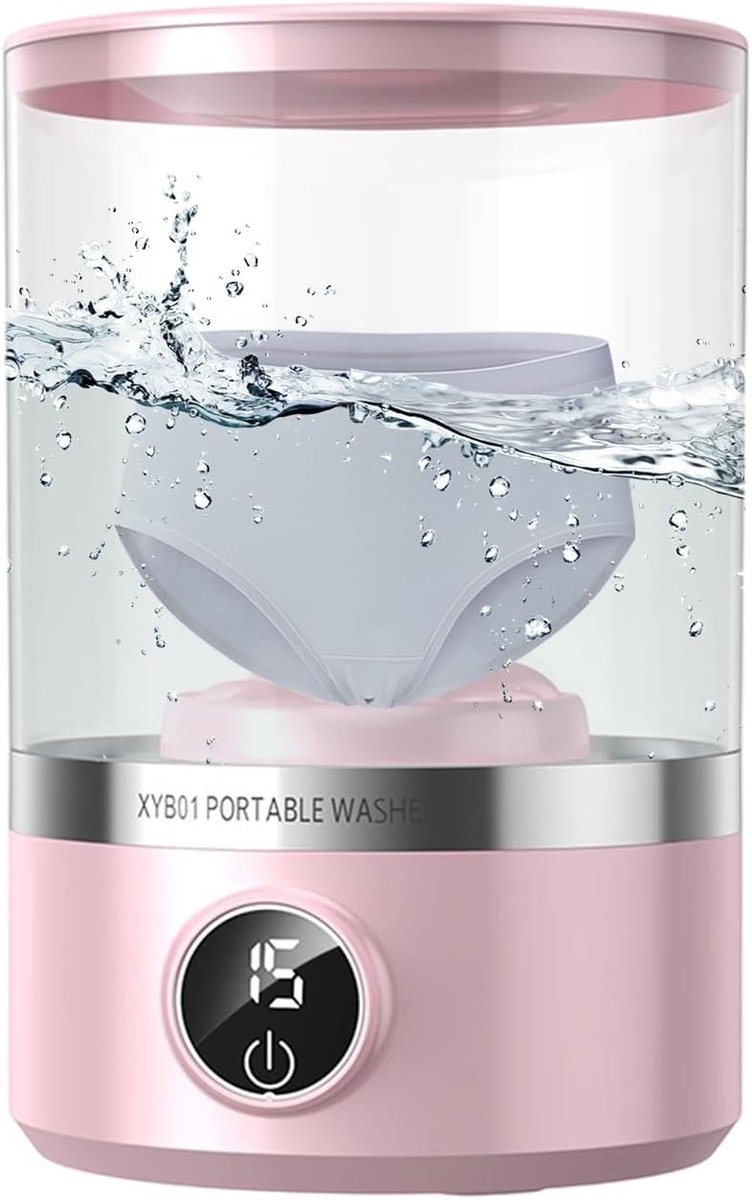 Mini Wasmachine Draagbare Wasmachine Ondergoed Hygiënisch Wassen Stille Dieptereiniging 1.7 Liter Roze