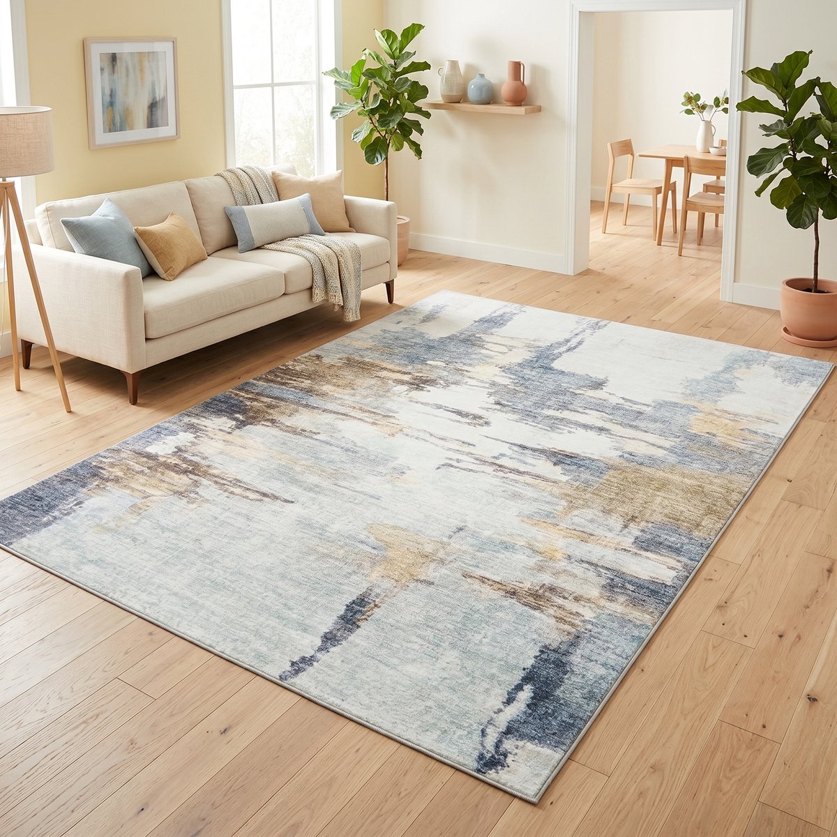 TAPISO Bari Vloerkleed Abstract Verweerd Patroon Antislip Tapijt Woonkamer Slaapkamer Grij