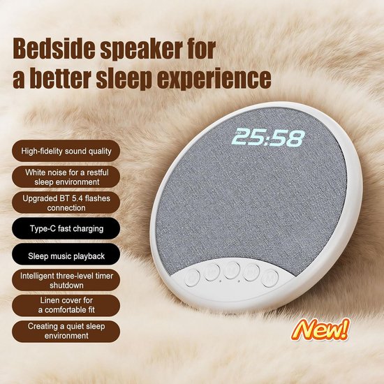 Slaap Speaker - Witte Ruis Hoofdtelefoon - Rustige Nachten - Zijslapen Comfort - 20 x 100 x 20 mm - Grijs — afbeelding 5
