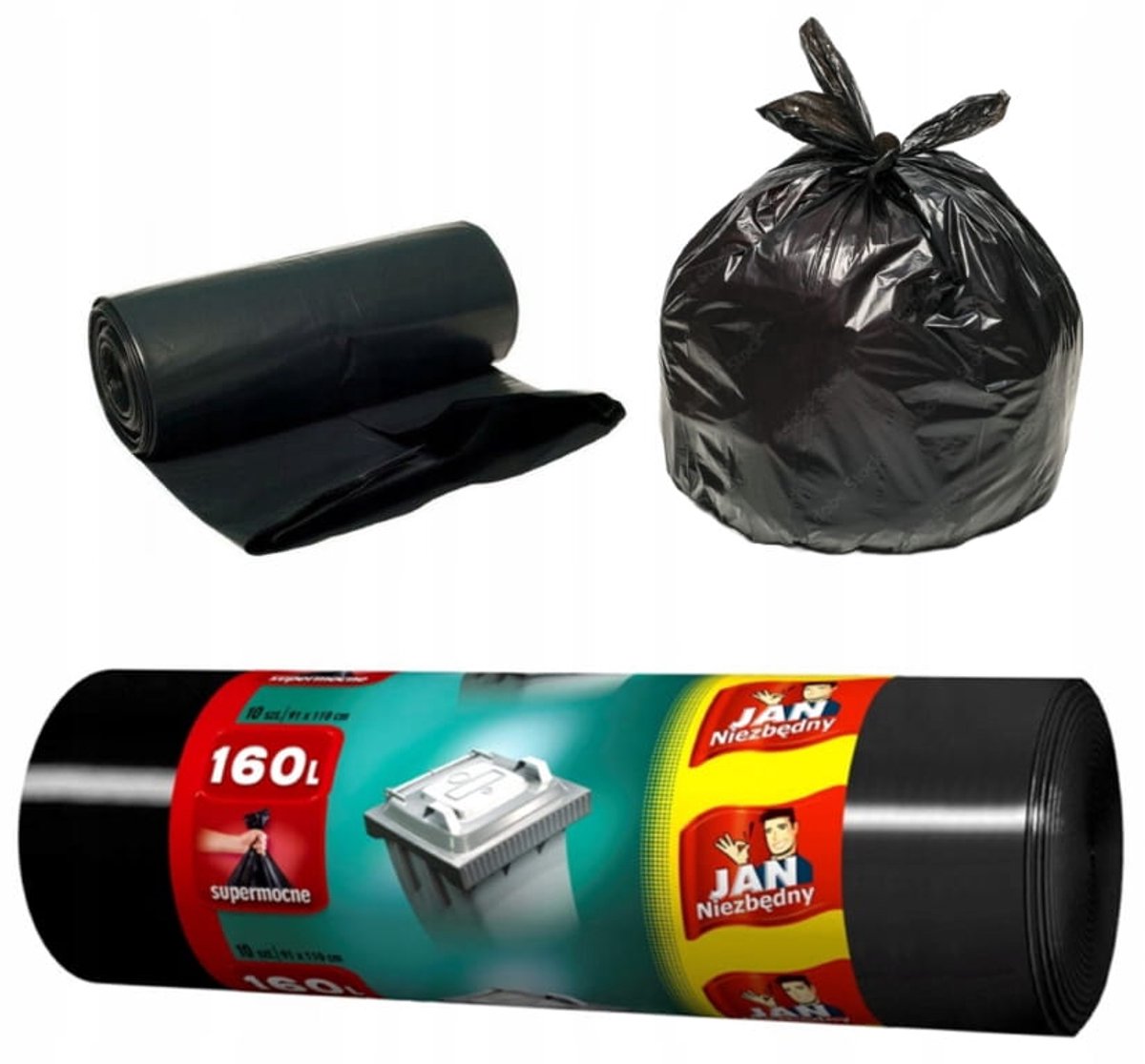 Jan Niezbędny - Afvalzakken - 160l - 10 stuks - Zwart