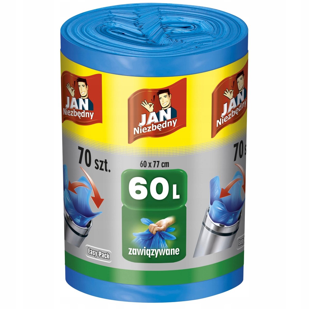 Jan Niezbędny Easy-Pack Serie - Afvalzakken - 60L - Gemakkelijk Sluiten - Blauw