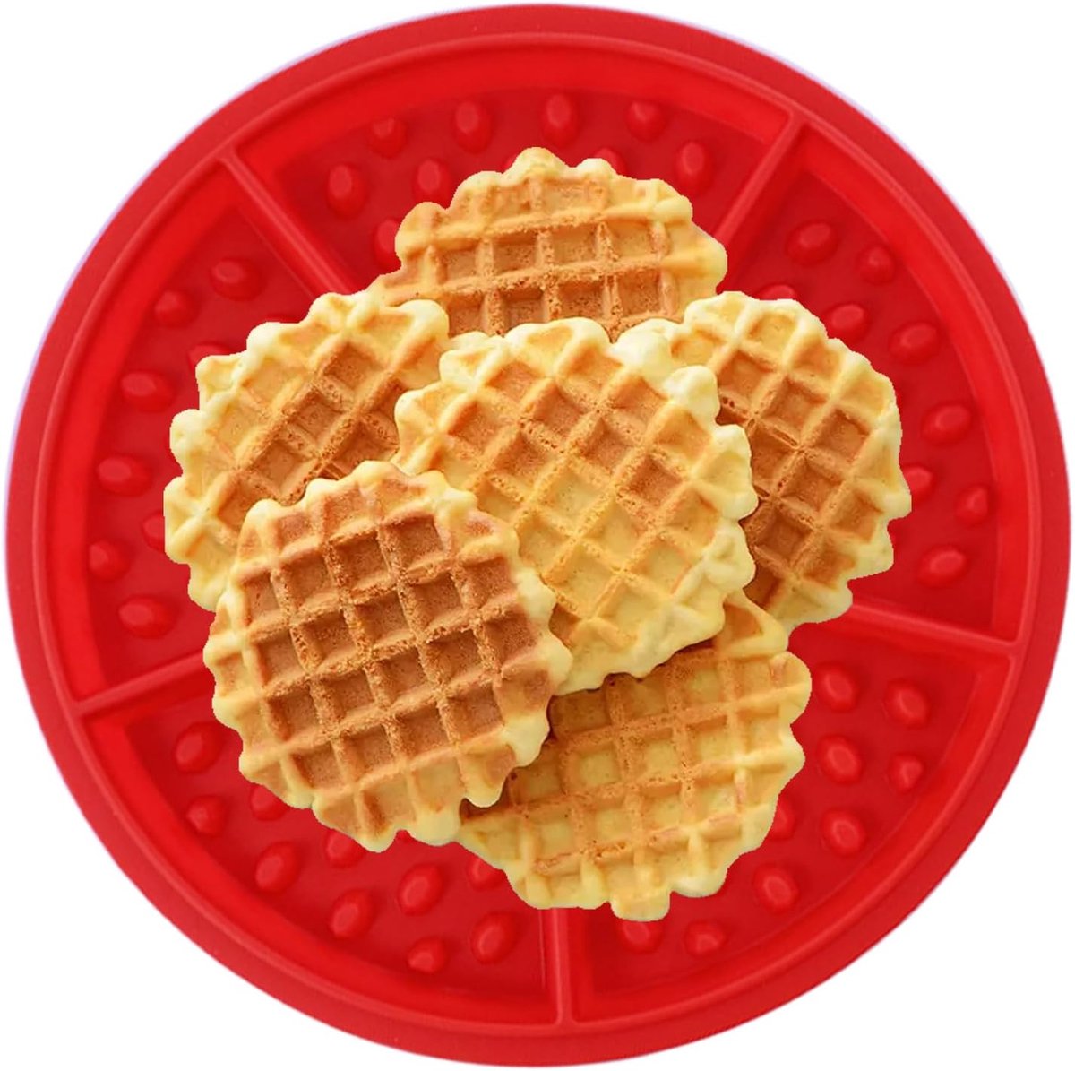 Siliconen Wafelvorm - Wafelplaat Bakvorm - Wafels Bakken - Antiaanbaklaag - 17.5 x 17.5 x 1 cm - Rood