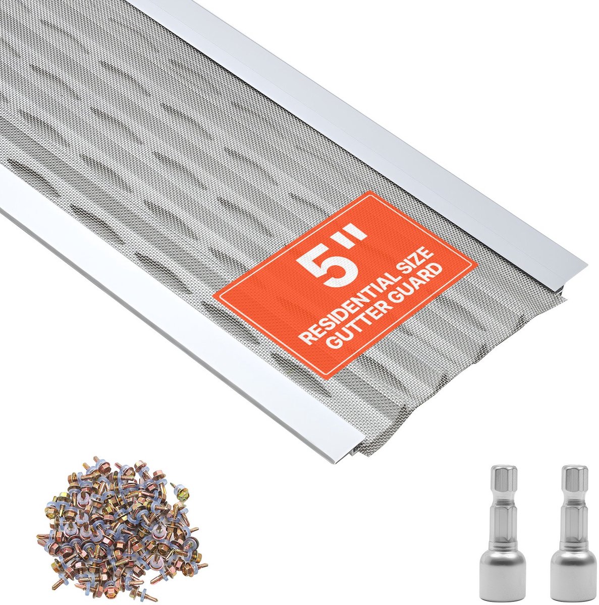 Bladvanger Gootbeschermer Set - Gootrooster 20 Stuks - Aluminium Met RVS Microgaas - Op Maat Te Snijden - Breedte 12,7 cm - Lengte 30,48 m - Inclusief Schroeven