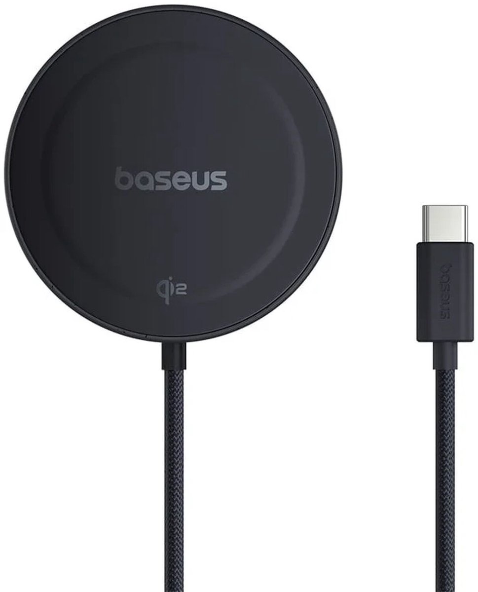 Baseus Simple Mini4 Qi2 - 15W Magnetische Draadloze Oplader - Compatibel met MagSafe - Fast Charge - Kickstand - Zwart