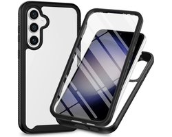 Hoesje met Ingebouwde Screenprotector Geschikt voor Samsung Galaxy S24 FE | Full Protect valbescherming | Schokbestendige Beschermhoes tegen Vallen | Shockproof | Doorzichtig / Zwart