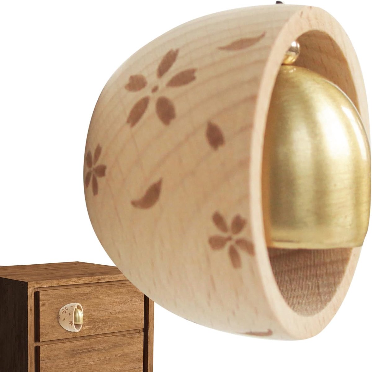 Houten Deurbel - Magnetische Bel - Huis Verfraaien - Moeiteloze Installatie - 8x8x7 cm - Houtkleur