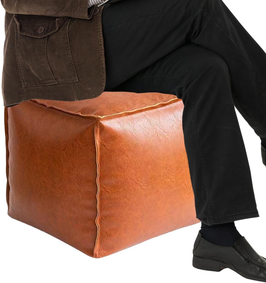 Voetenbank met Opbergruimte - Poef Kubus - Woonkamer Organisatie - Verstelbaar Zitcomfort - 40 cm - Oranje