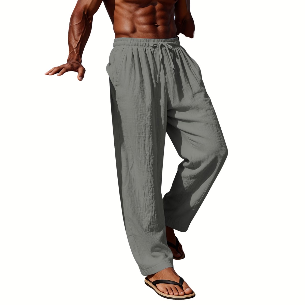 Currero Linnen Broek Heren - Zomerbroek - Volwassenen - Lange Broek - Pantalon - Strandbroek - Zomer - Ibiza Stijl - Grijs L