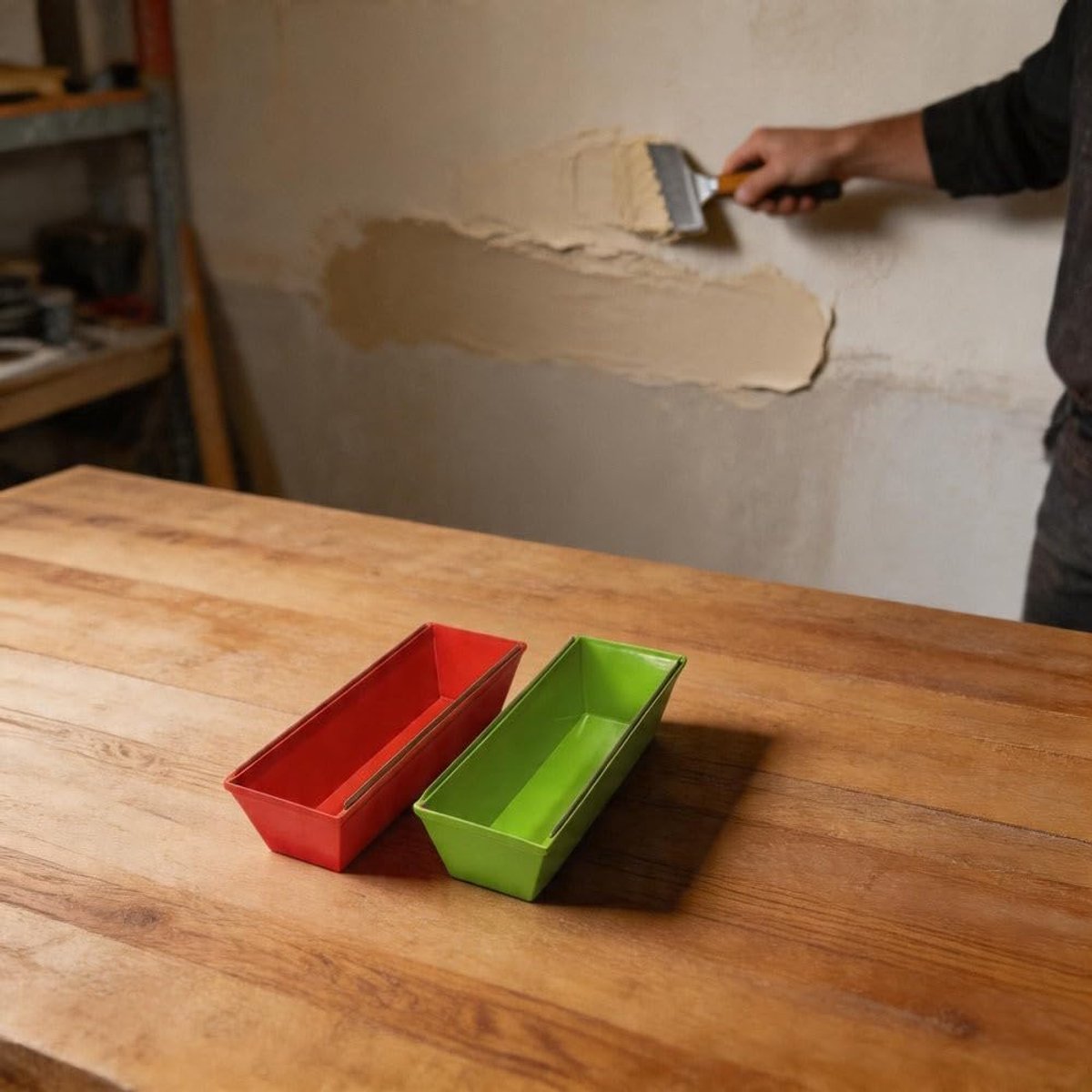 Cement Mengdoos - Putty Trog - Mortel Mengen - Duurzame ABS - 36x12x9 cm - Groen