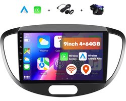 Boscer 2 Din Autoradio - Geschikt voor Hyundai i10 2008-2013 - Draadloos Apple CarPlay & Android Auto - 9 Inch HD Touchscreen - Android 15 - 4+64GB - GPS - WiFi, Bluetooth & USB - Achteruitrijcamera & Microfoon