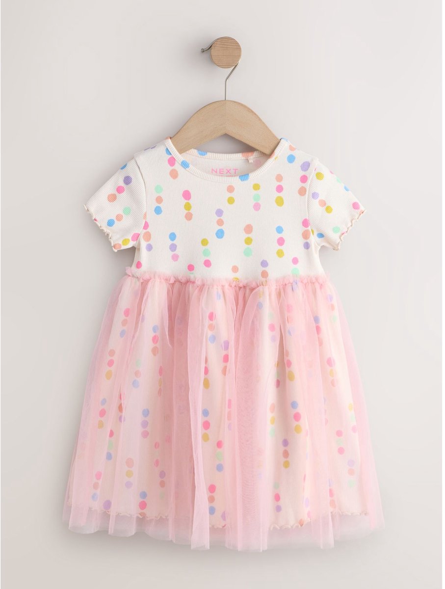 Next - Meisjes - Jurk met mesh rok - Crème