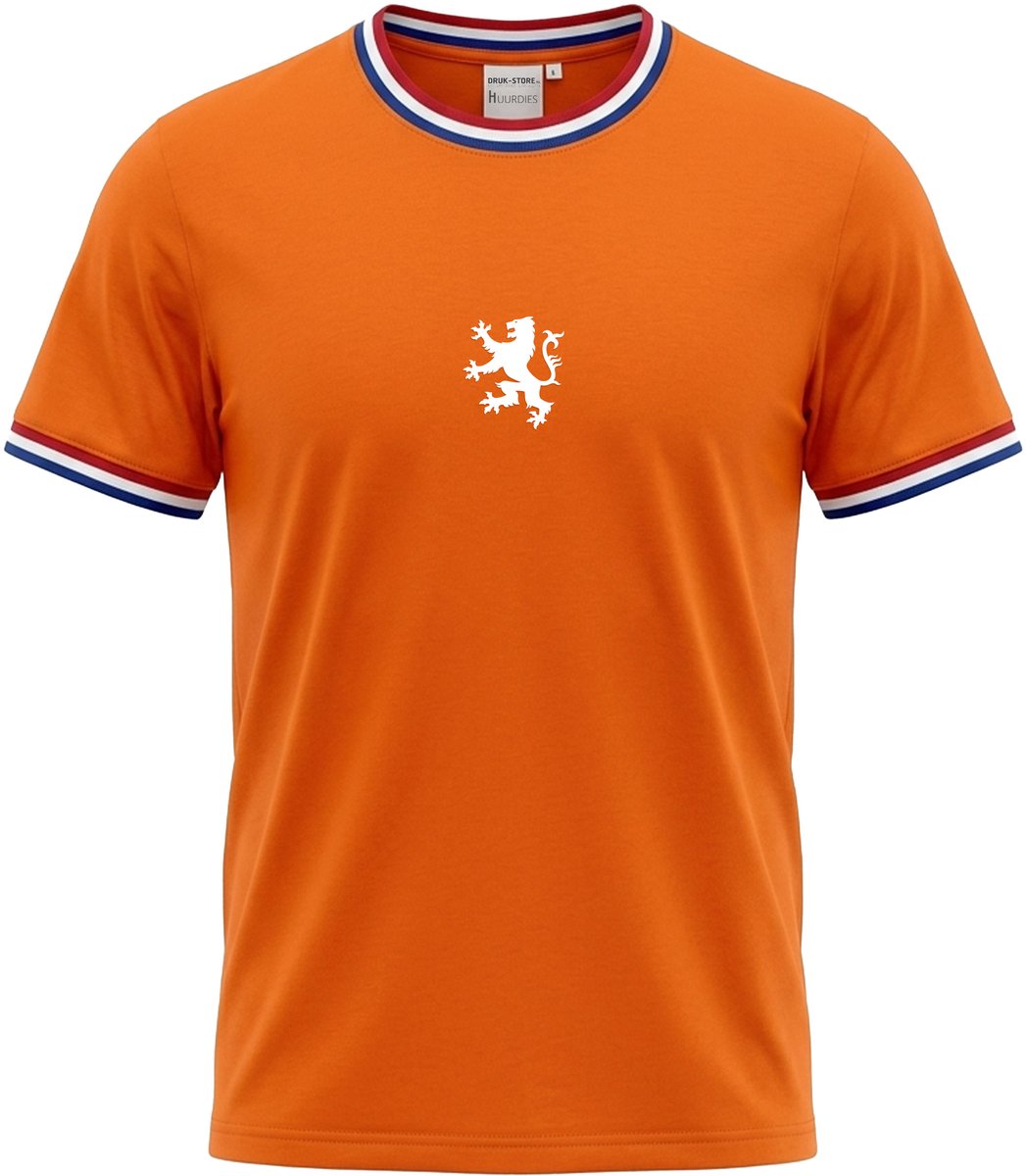 T-shirt Nederland - Supporter Shirt Holland voor Voetbal & Koningsdag - 95% Katoen - 5% Elastaan - Unisex Dames / Heren - Oranje - Maat 4XL
