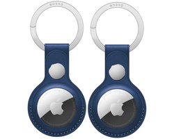 2-Pack Rosso Element Hoesje Geschikt voor Apple AirTag (1/2e gen) Sleutelhanger Kunstleer | Hanger | Case Blauw