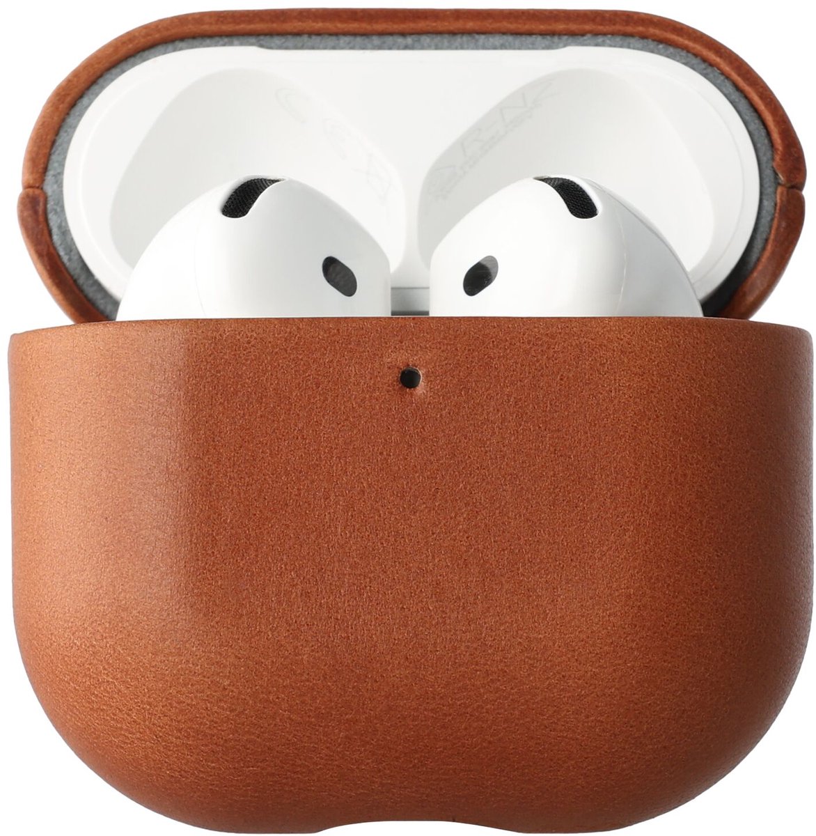Rosso Deluxe Case Geschikt voor AirPods 4 - Case Echt Leer - Echt Leren Beschermhoes Bruin