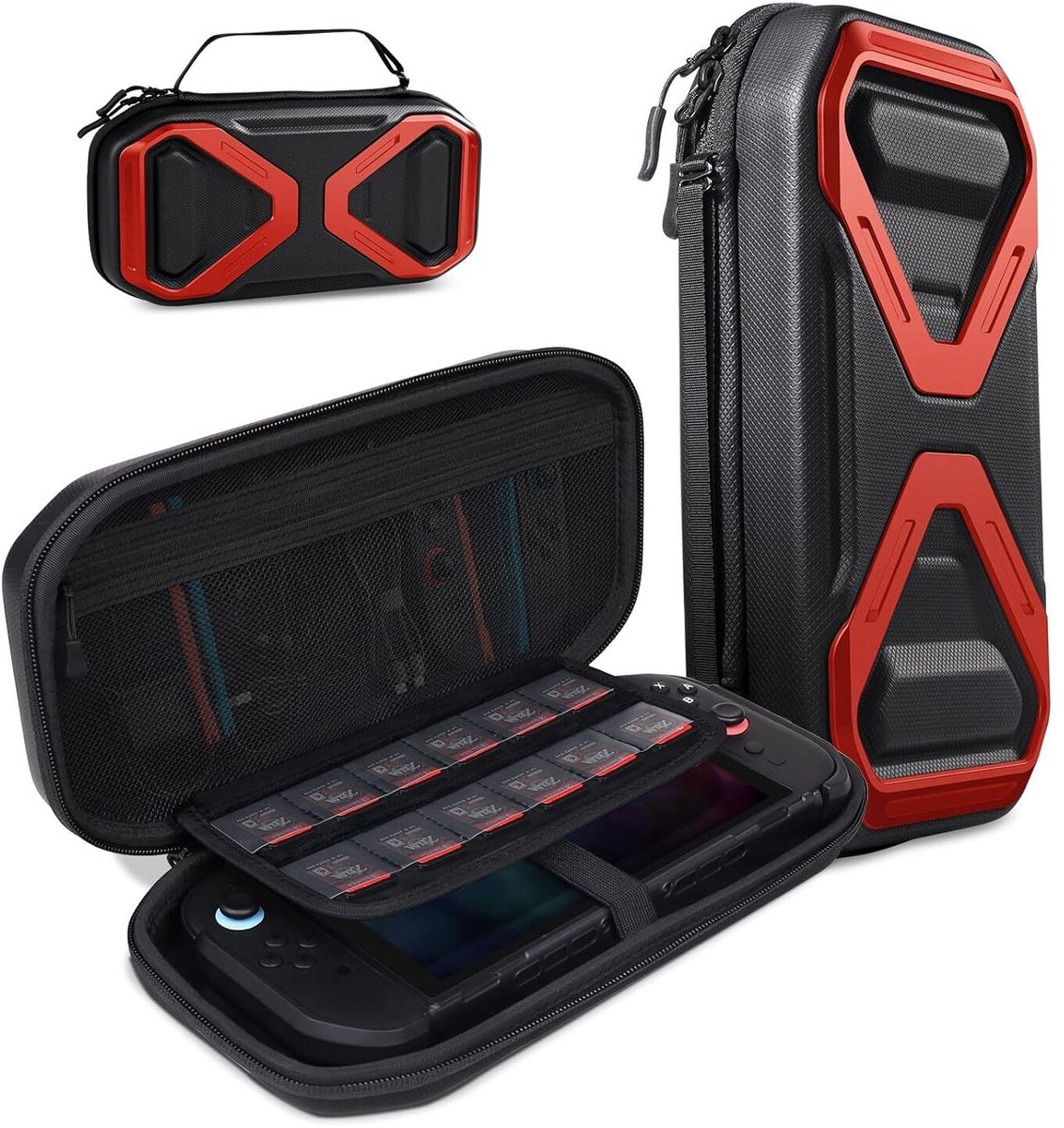 SUPCASE Opberghoes Geschikt voor Nintendo Switch 2 - Beschermhoes Game Card Organizer - Travel Case - Opbergruimte 24 Gamecards, SD Kaarten, Oplader, Joy Cons - Hoesje met Ritssluiting - Rood