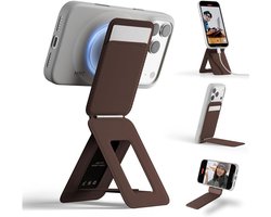 MOFT Tripod Wallet - Kaarthouder & Uitklapbare Standaard 20CM - Compatibel met MagSafe - MOVAS Vegan Leer - Magnetische Portemonnee 2 Pasjes - Bruin