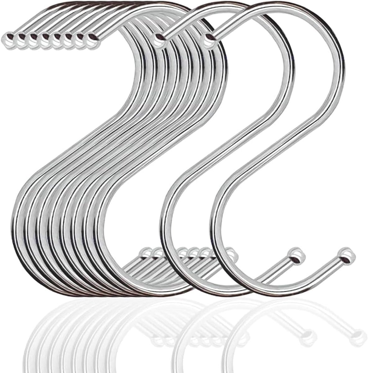 SnelShoppen - S Hooks 20pcs 8.6cm RVS Haken voor Ophangen, Dubbele Haken, Zware Haken voor Keuken, Kledingrek, Organiseren in Huis