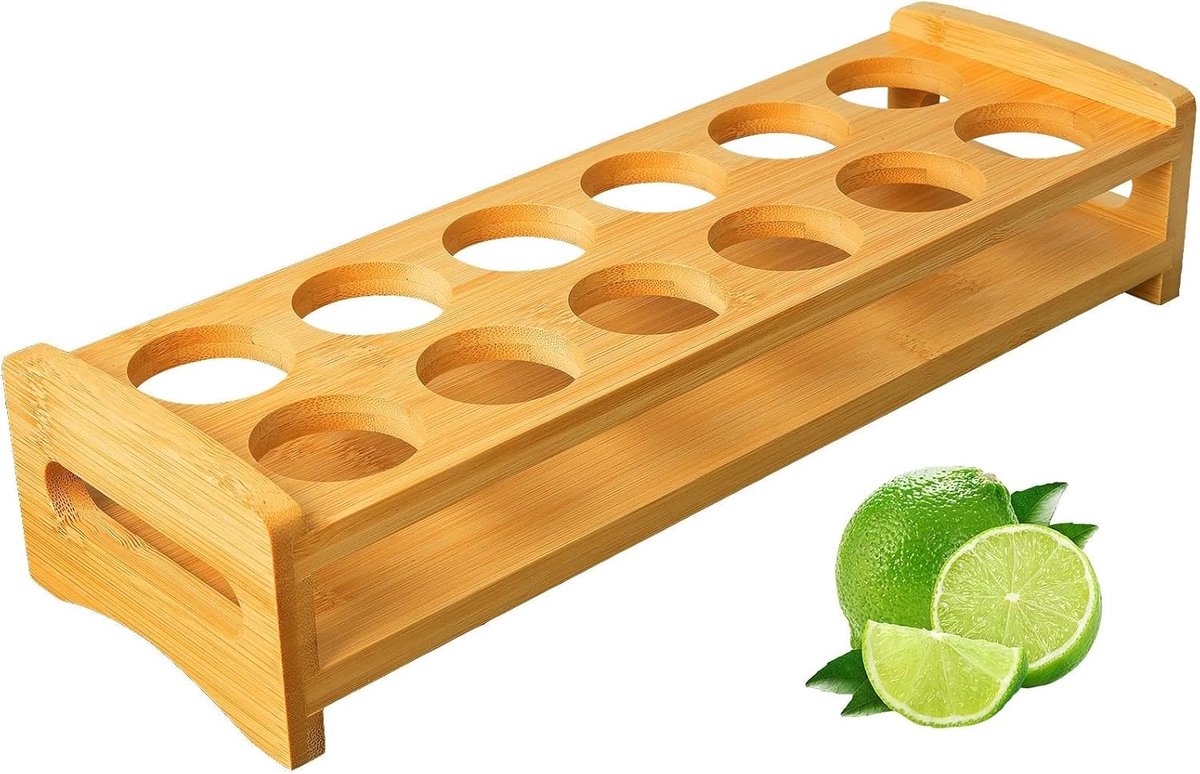 SnelShoppen - Shot Glass Tray Holder met 12 Holes, Grote Shotglas Set, Serveerstand voor Tequila, Whisky, Brandy, Vodka, Rum, Perfect voor Feest, Club