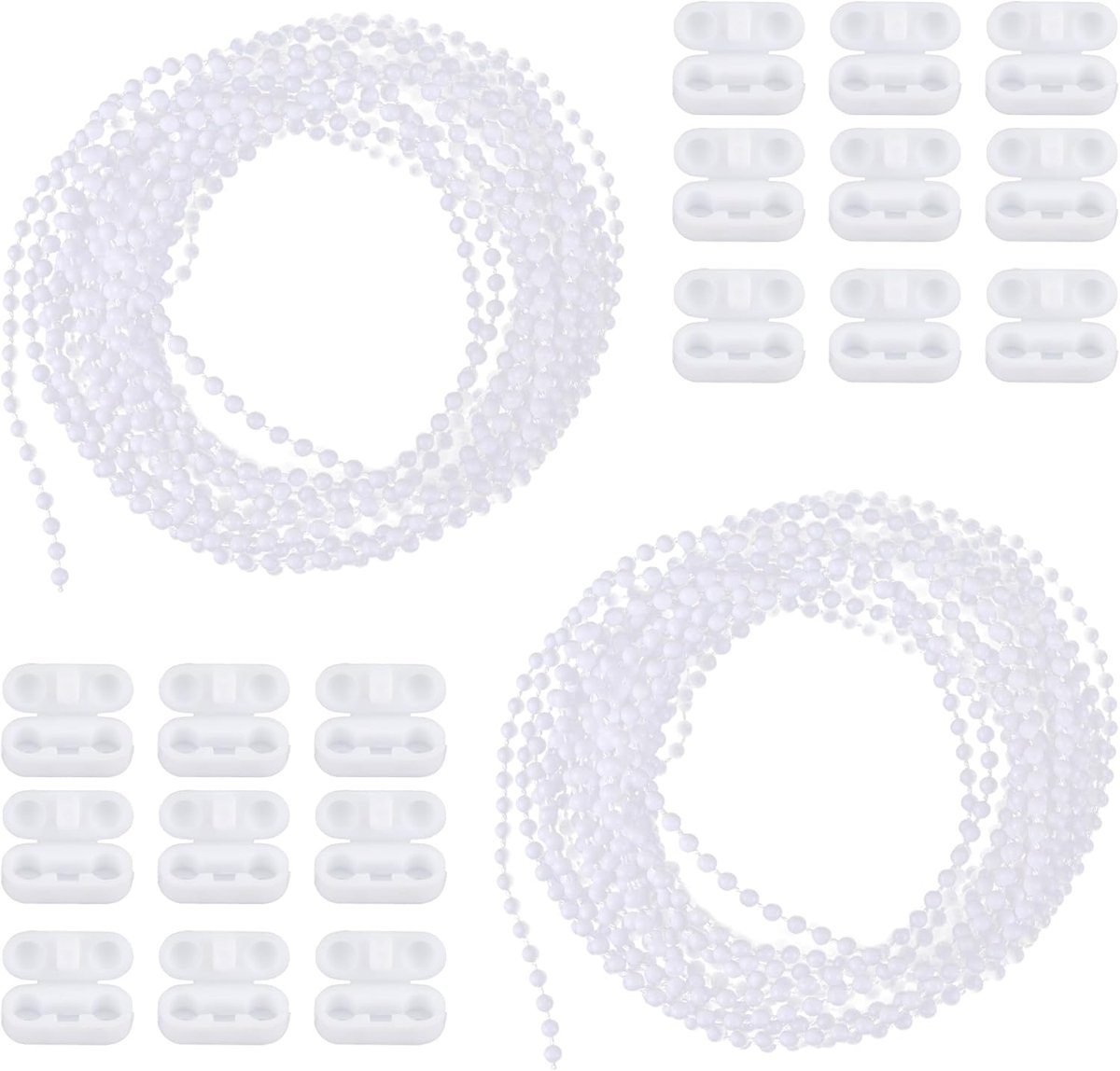SnelShoppen - 20 m Roller Chain met 20 Stuks Chain Connectors - Hoogwaardige Roller Blind Chain Spare Parts voor Rolluiken, Jaloezieën, Verticale Jalo