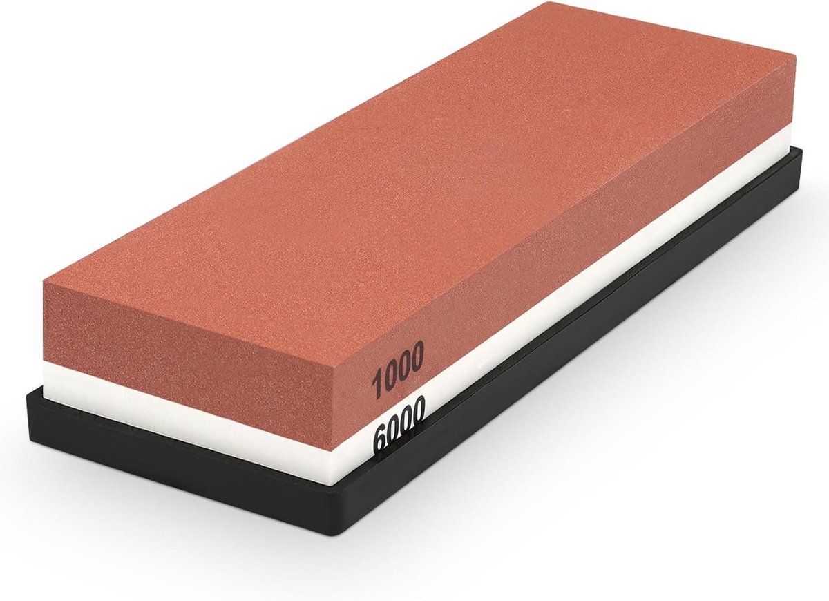 SnelShoppen - Slijpsteen Set voor Messen 1000/6000, Professionele 2-in-1 Dubbelzijdige Slijpsteen, met Antislip Siliconen Basis, Voor Keuken en Campin