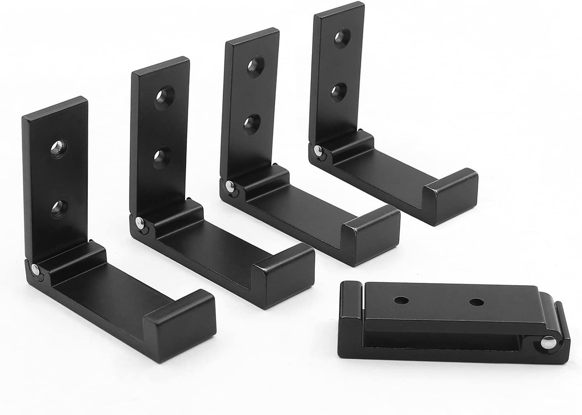 SnelShoppen - 5 Pcs Vouwbare Wandhaken Aluminium Kledinghaken voor Badkamer, Slaapkamer, Kledingkamer - Multifunctionele Haak voor Handdoeken, Jassen,